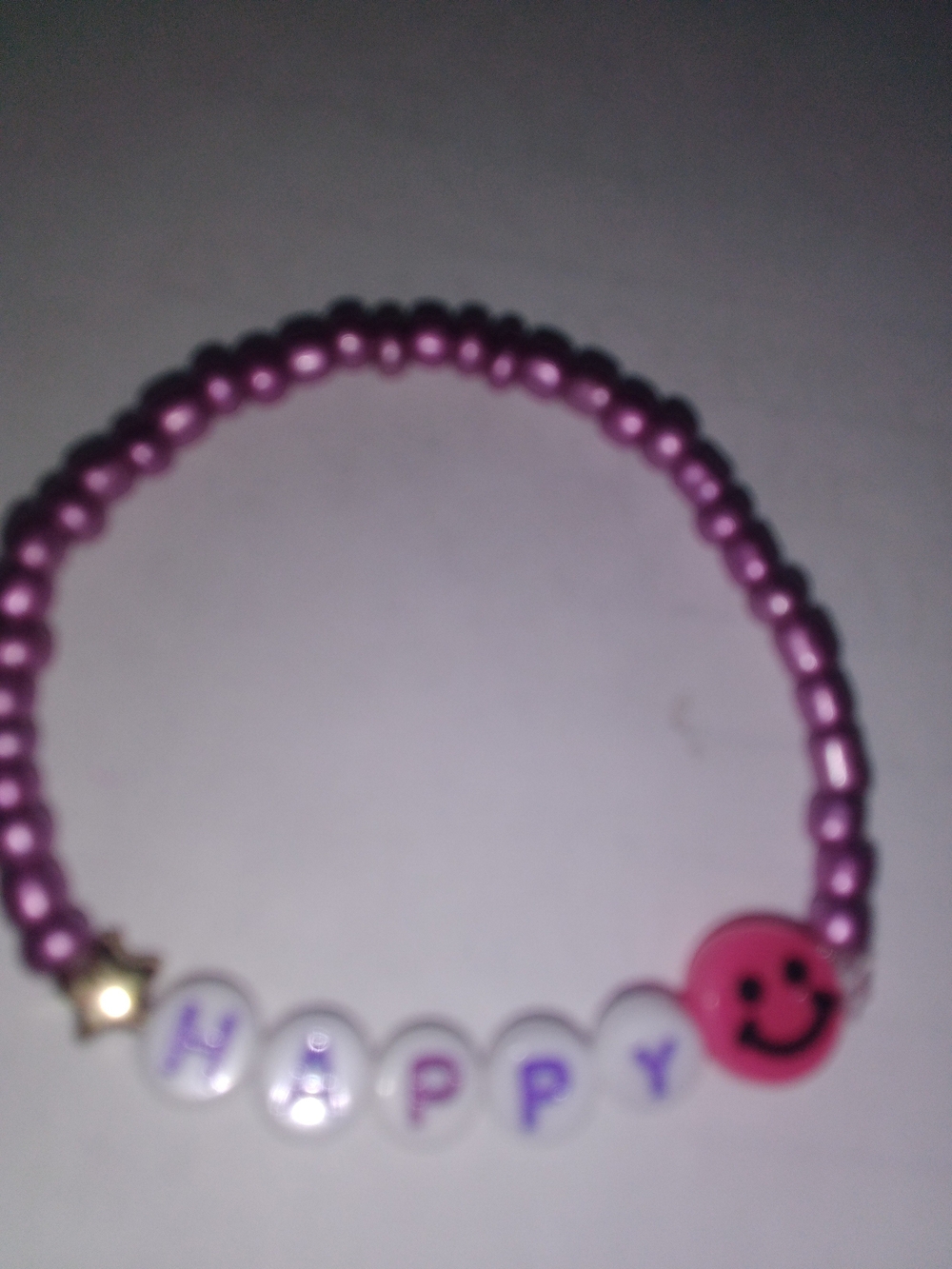 Kids Pink 'HAPPY' Beaded Bracelet with Smile Charm